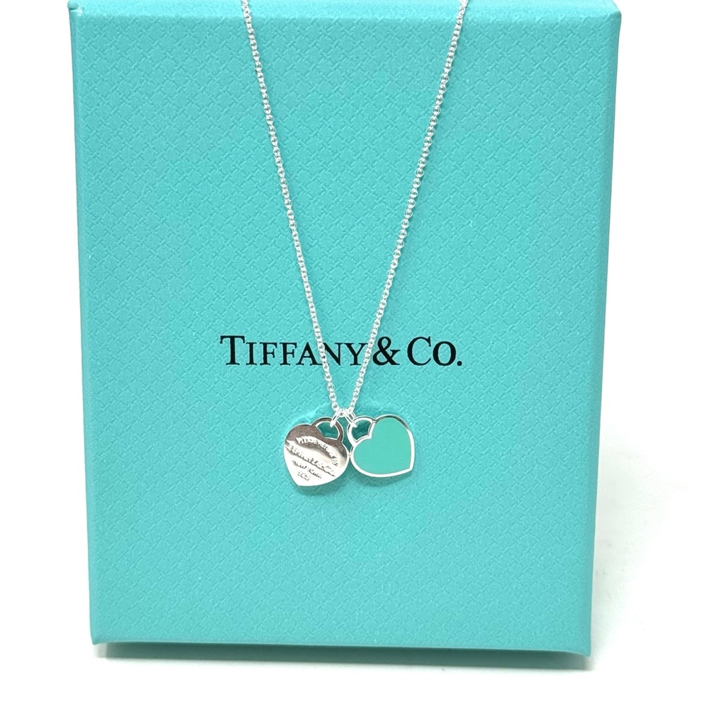 Authentic Tiffany & CO. Double Heart Sterling Silver 925 Necklace. - Picture 11 of 13